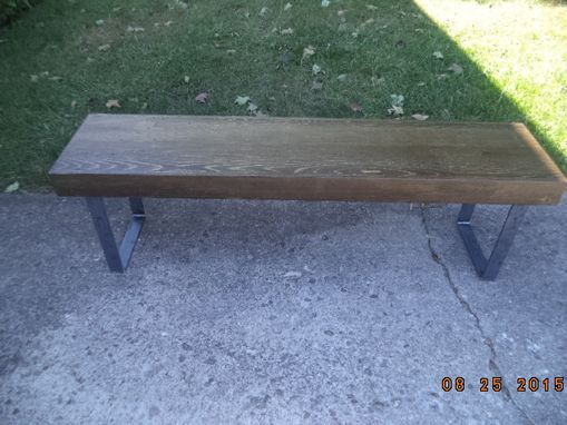 Custom Made Bench, Coffee Table, Wooden Bench, Furniture, Handmade. Salvaged, Steel Legs, Industrial Look,