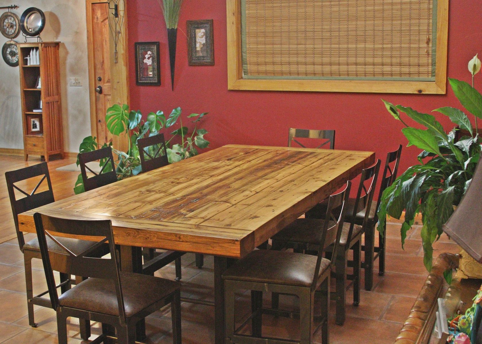 Hand Made Custom Reclaimed Barn Wood Dining Table With Steel Base by