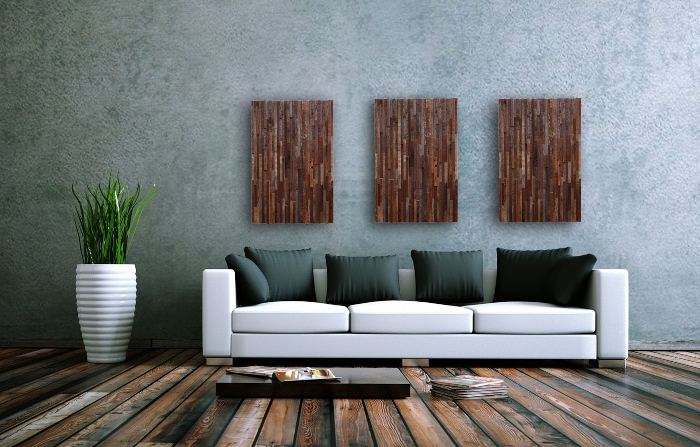 Hand Crafted Reclaimed Wood Wall Art, 3 Peice Set 16 by