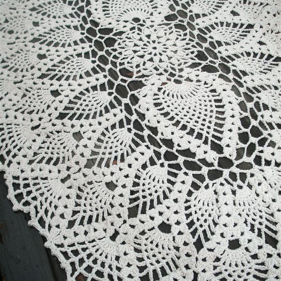 Handmade Cotton Crochet Rug In Huge 7 Foot Oval Pineapple Pattern by ...