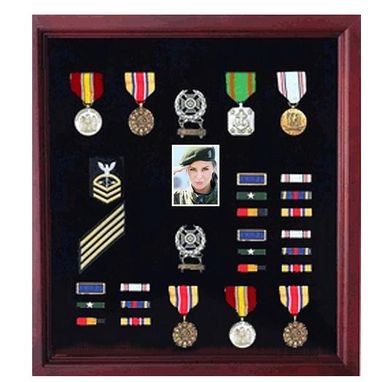 Custom Made Photo And Medal Display Case, Military Medal Frame With Photo