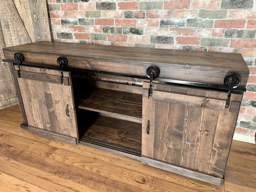 Custom Made Rustic Modern Barn Doors Tv Stand Console Table Buffet Cabinet