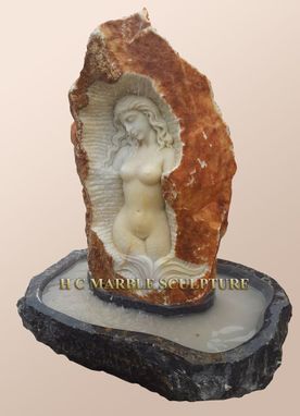 Custom Made Nude Maiden Carved Inside Stone Rock Fountain