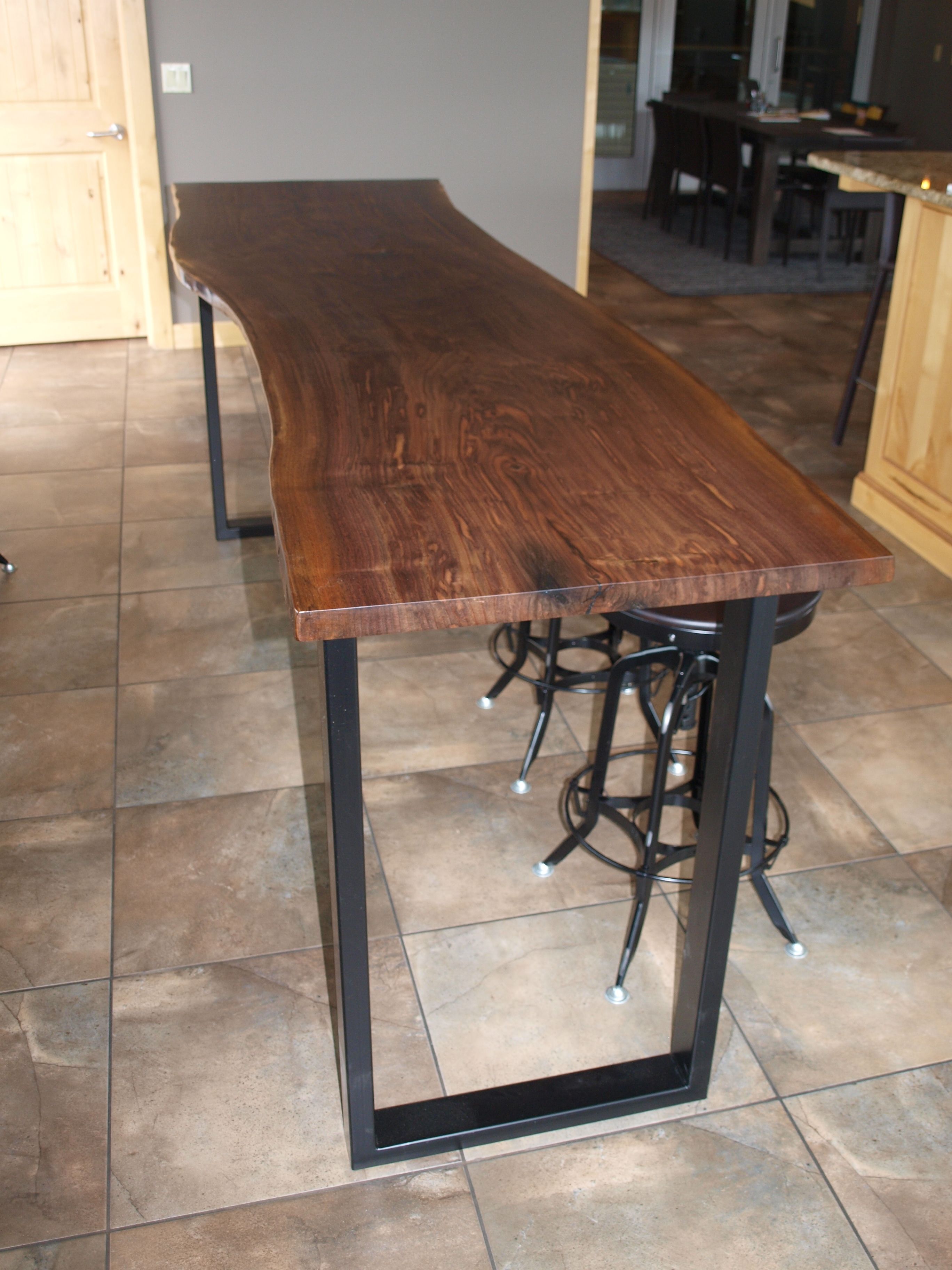 Hand Crafted Live Edge Walnut Bar Height Table by WITNESS TREE STUDIOS