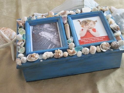 Custom Made Distressed Blue Shelled Keepsake Box