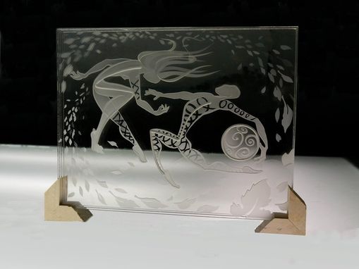 Custom Made Scribble Decorative Art Glass Multi Layered Stacked Sandblasted Images