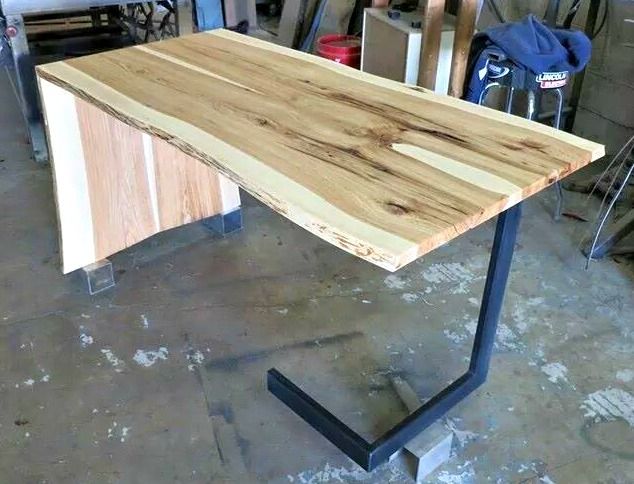 Hand Crafted Book Matched Hickory And Steel Desk by Donald Mee Designs ...