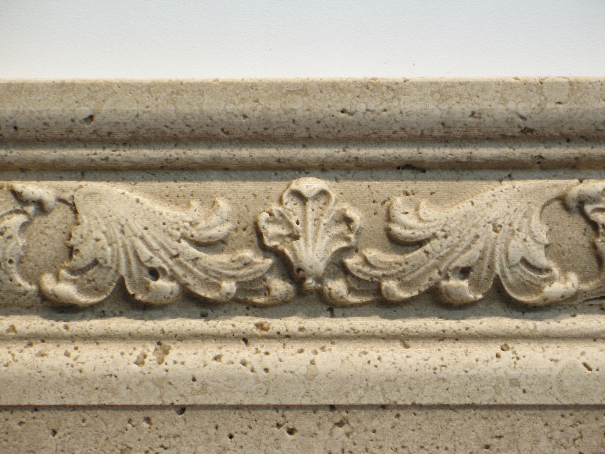 Hand Crafted Travertine Decorative Relief Tile With Ornate Border by