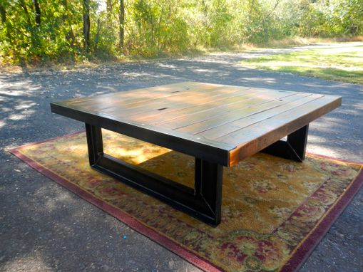 Custom Made Reclaimed Wood And Welded Steel Coffee Table
