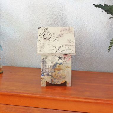 Custom Made Blue Bird Cubby Box & Mini Floral, Pigeon Hole Shelf, Miniature Cubby