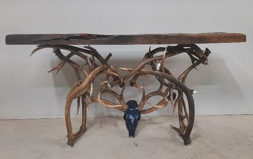 Custom Made Deadhead Elk & Mule Deer Sofa Table