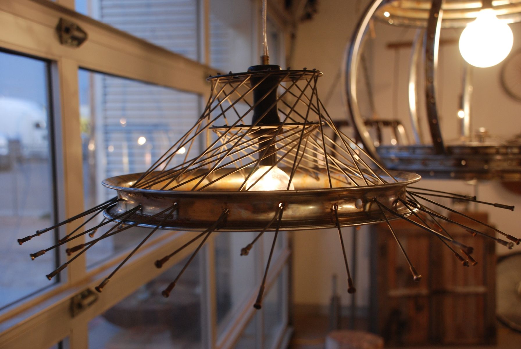 Hand Made Recycled Bike Pendant Light By Remain Custommade Com Custom Made Recycled Bike Pendant Light