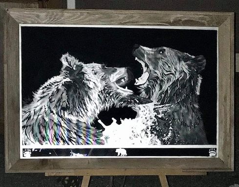 Custom Made Grizzly Bears Etched Mirror
