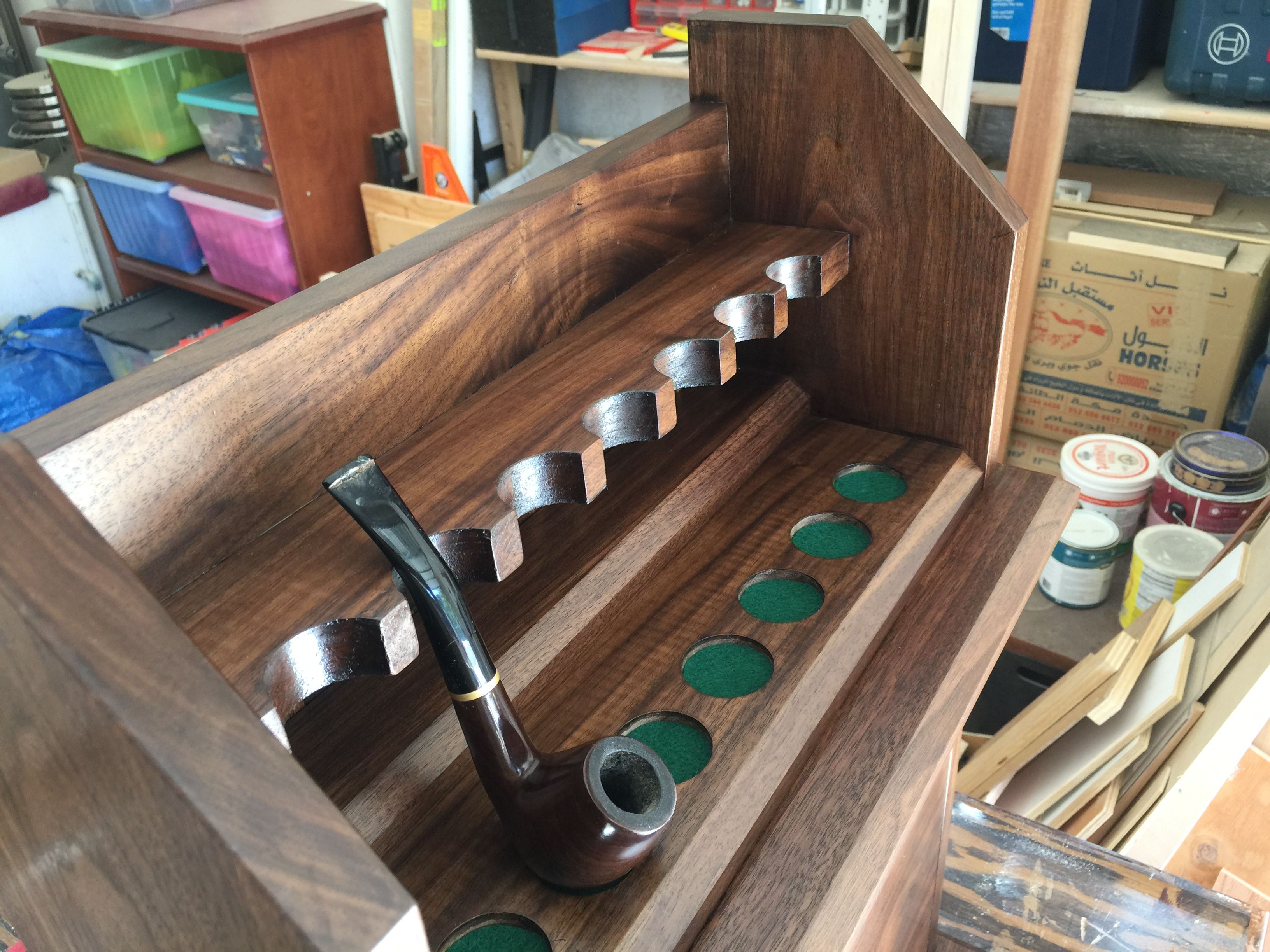 Hand Made Pipes And Tobacco Storage Rack by M. Reslan Hawasli