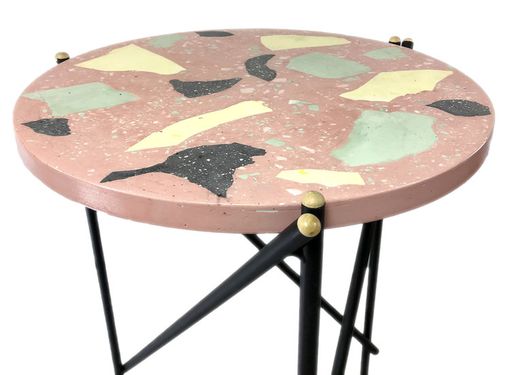 Custom Made Recycled Concrete And Steel Side Table