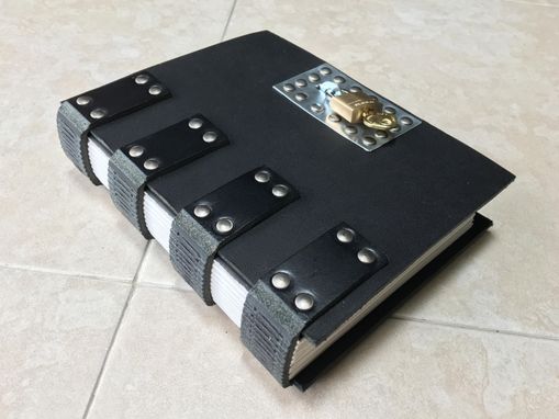 Custom Made Gothic Industrial Steampunk Lockable Black Leather Journal