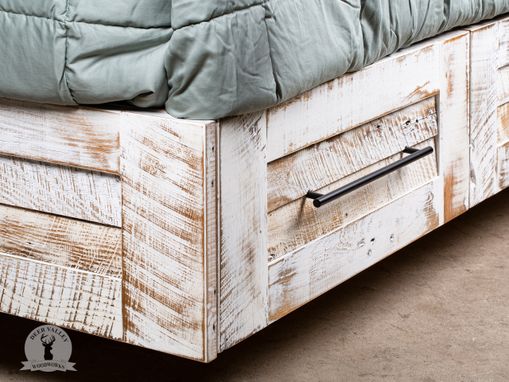 Custom Made Reclaimed Rustic Barnwood Bed Set, Barnwood Platform Bed Set