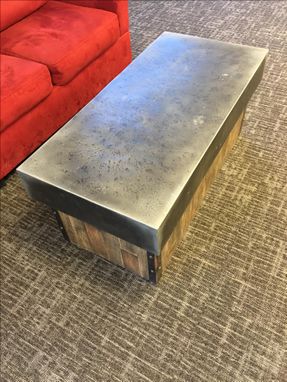 Custom Made #30 Beautiful Zinc Coffee Table With Reclaimed Wood Base