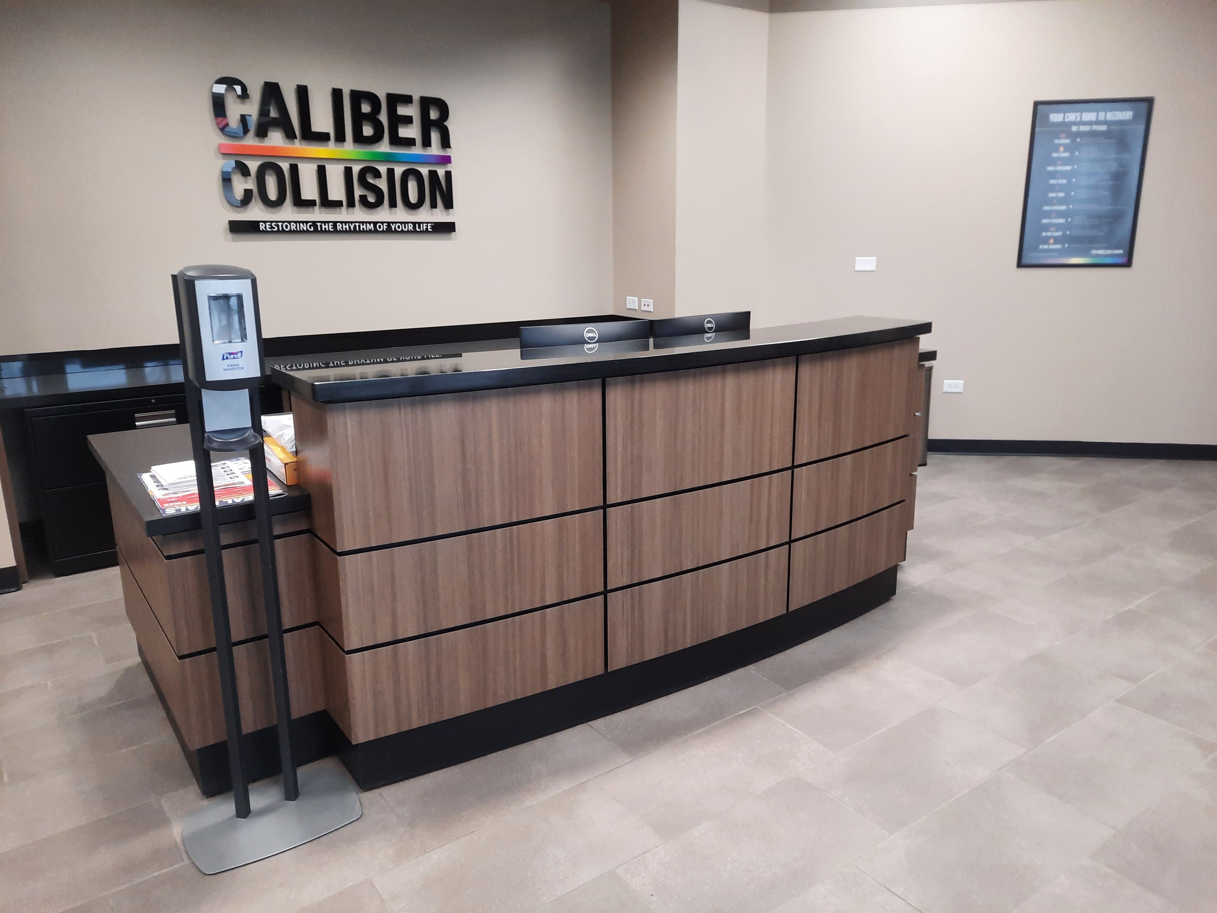 Hand Crafted Custom Wood Grain And Granite Reception Desk by Suburban Laminating LLC