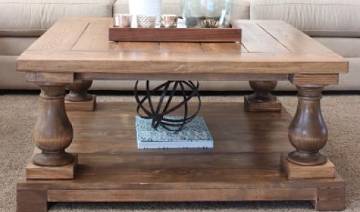 Custom Made Maple Square Turned Legs Coffee Table - Free Shipping To Lower 48 States