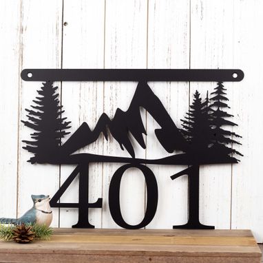 Custom Made Mountain House Number Metal Sign, Address Sign, Address Plaque, House Numbers, Metal Wall Art