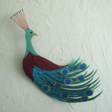 Custom Made Peacock Art Sculpture Large Upcycled Metal Bird Wall Decor Peacock Blue Teal Green