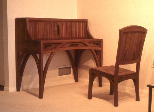 Custom Made Walnut Bentwood Desk With Tambour