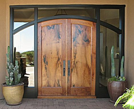 Handmade Arched Mesquite Entry Doors In Ebonized Mahogany 