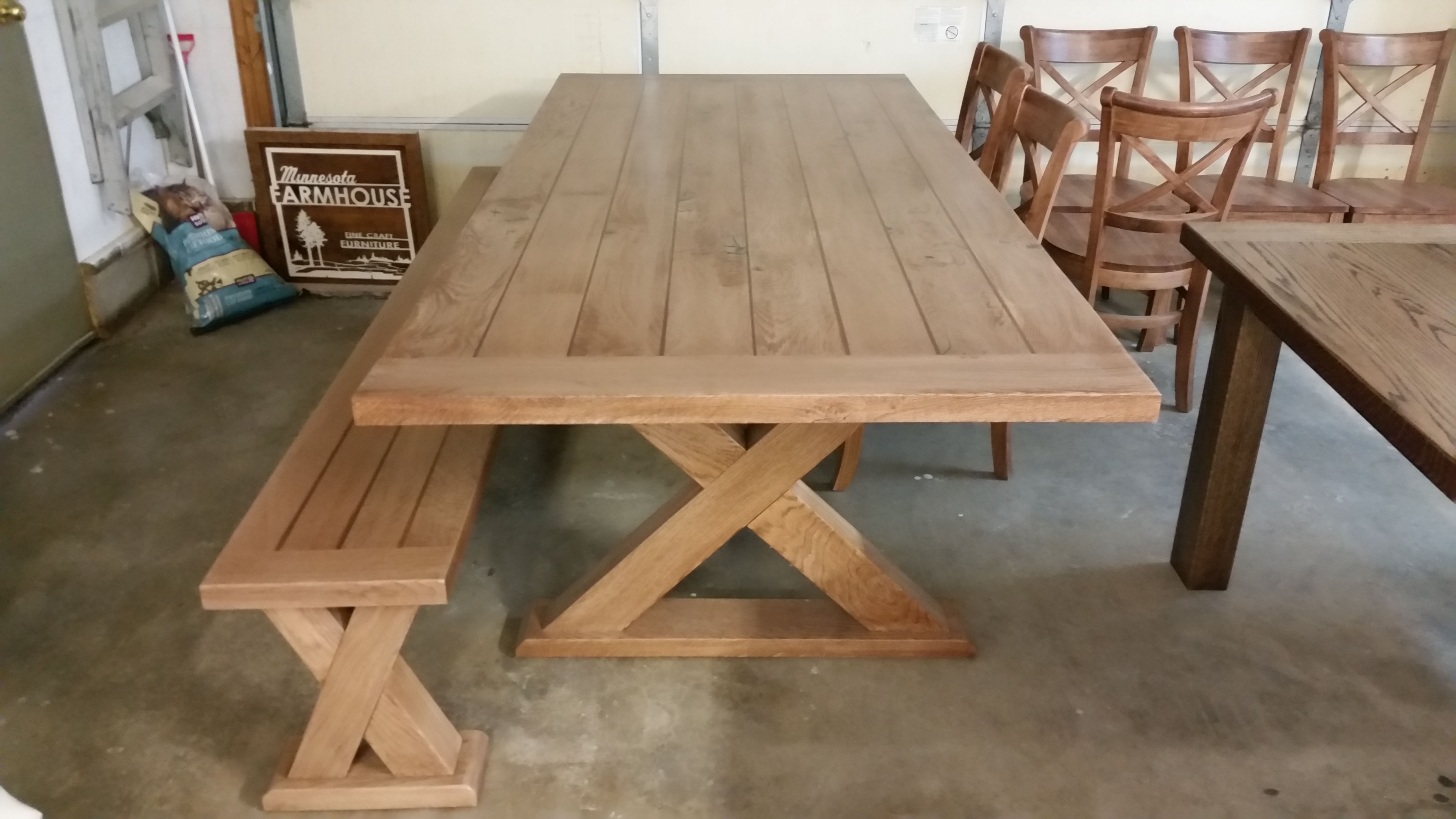 Custom White Oak Farmhouse Dining Table by Minnesota Farmhouse