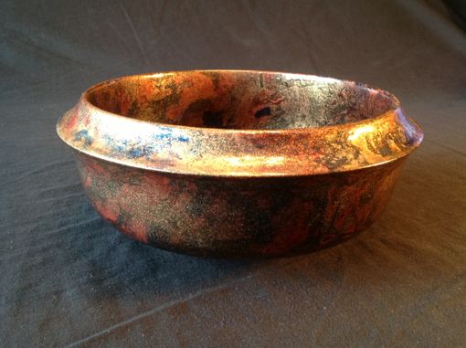 Custom Made Nine Inch Maple Bowl With Gold Toned Hand Applied Colors