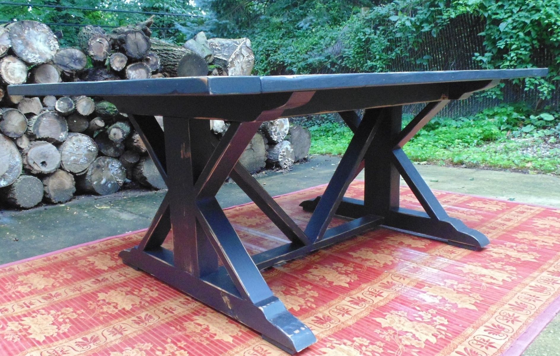 Handmade Reclaimed Wood Chevron X Style Farmhouse Table By