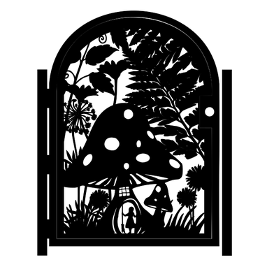 Custom Made Decorative Steel Garden Gate - Fairytale Mushroom Design - Artistic Steel Panel - Custom Gate