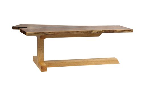 Custom Made Walnut And Red Oak Cantilevered Coffee Table