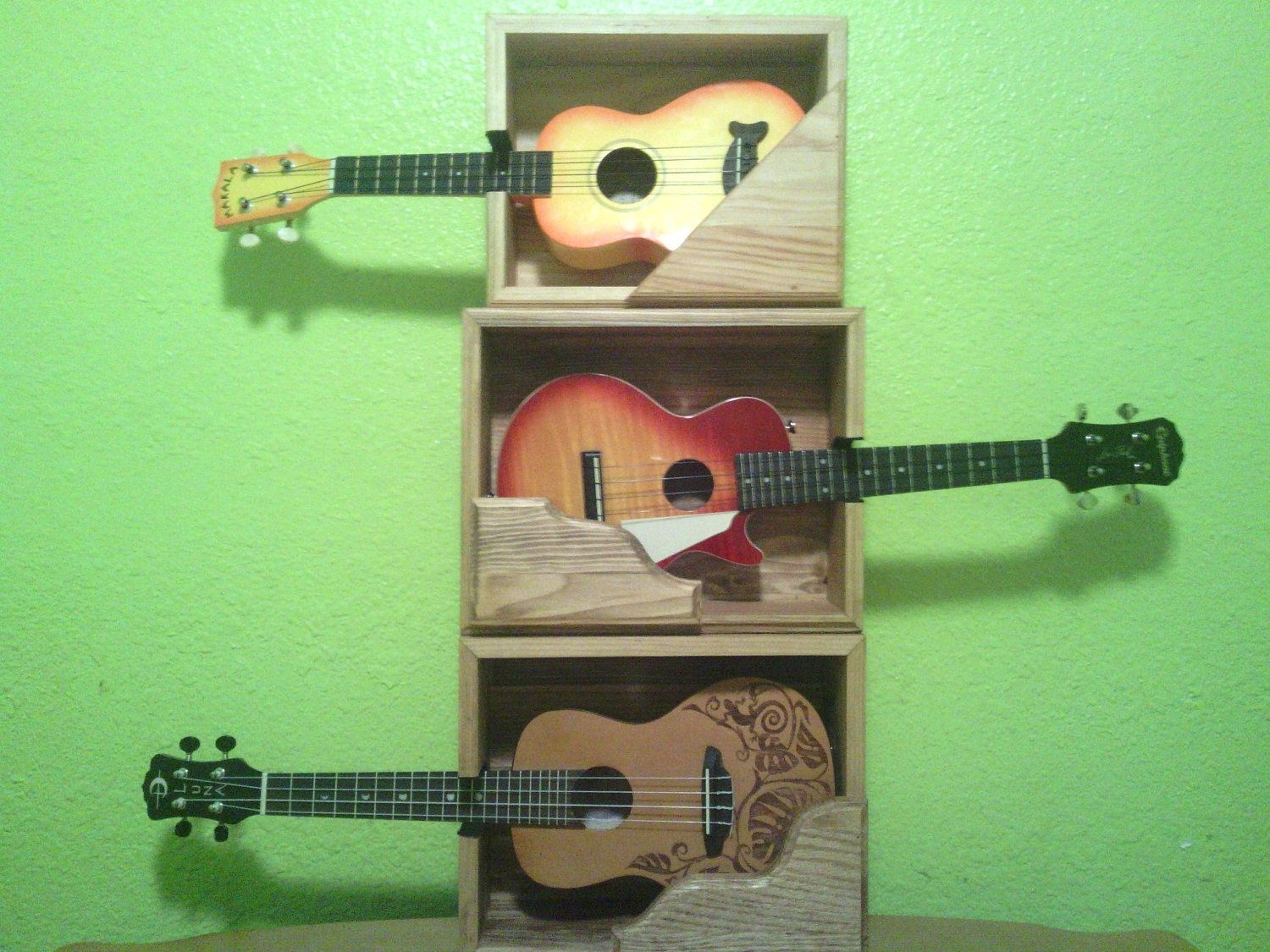 Buy Hand Crafted Wooden Wall Mounted Ukulele Shelf, made to order from