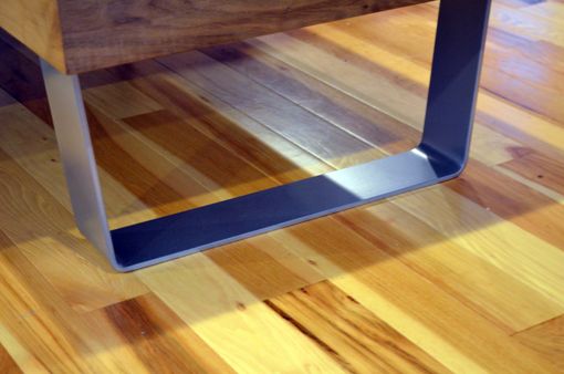 Custom Made Modern Solid Walnut And Powder Coated Bent Steel Coffee Table