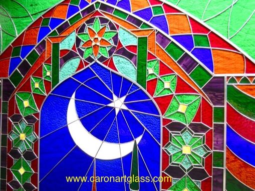 Custom Made Mosque Window - Star And Crescent