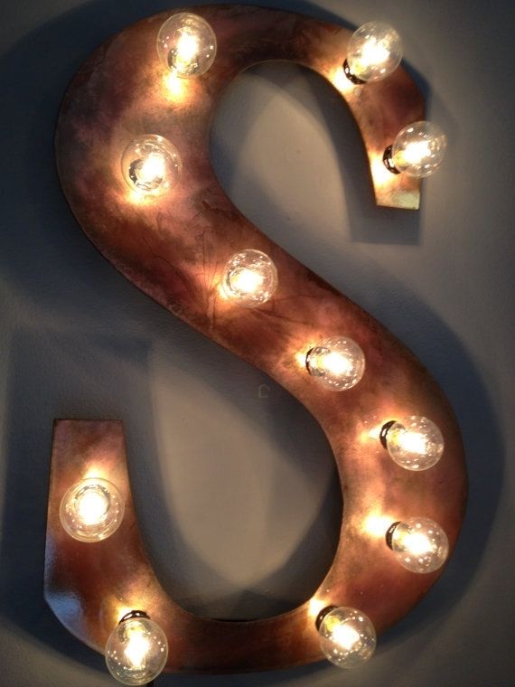 Handmade Night Light Industrial Letter Wall Hanging Metal Letter Light ...