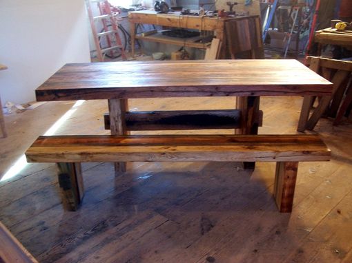 Custom Made Modern Trestle Table Handcrafted From Reclaimed Wood