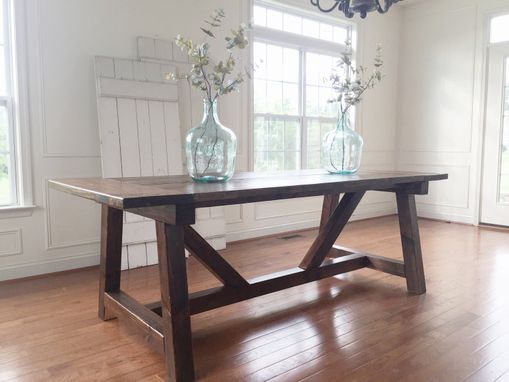 Custom Made Rustic Farmhouse Table -- Solid Wood, Handmade