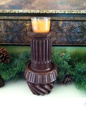 Custom Made Repurposed Old Gear, Rustic Candle Holder