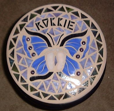 Custom Made Butterfly Mosaic Memorial Stepping Stone