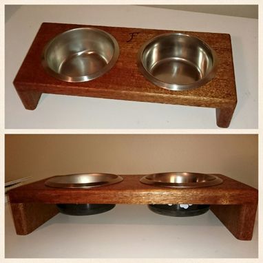 Custom Made Pet Dining Table Feeding Station With Bowls For Dog Or Cat