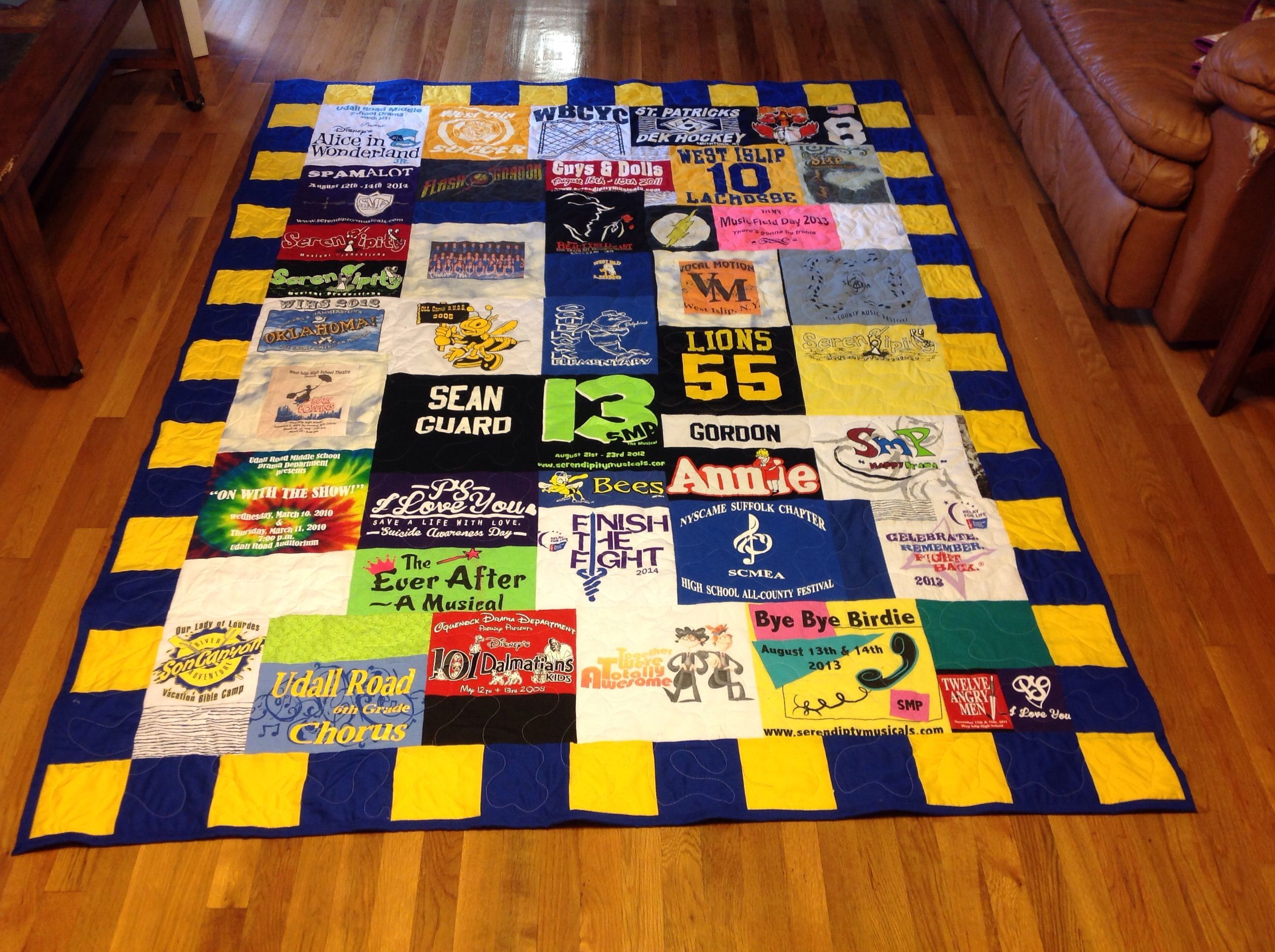 Hand Crafted Custom Memory Tshirt And Photo Multi Sized Block Quilt by