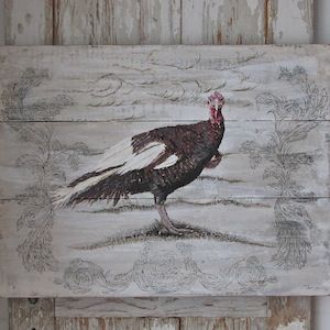 Custom Made Heirloom Turkey Acrylic Painting On Re-Purposed Wood Panels