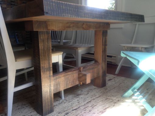 Custom Made Rustic Trestle Dining Table