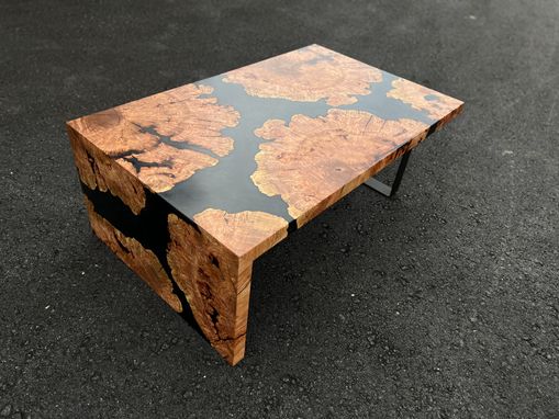 Custom Made Waterfall Cherry Burl Coffee Table