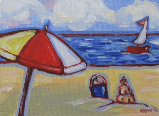 Custom Made Original Acrylic Impressionist Beach Painting, 7" X 5"