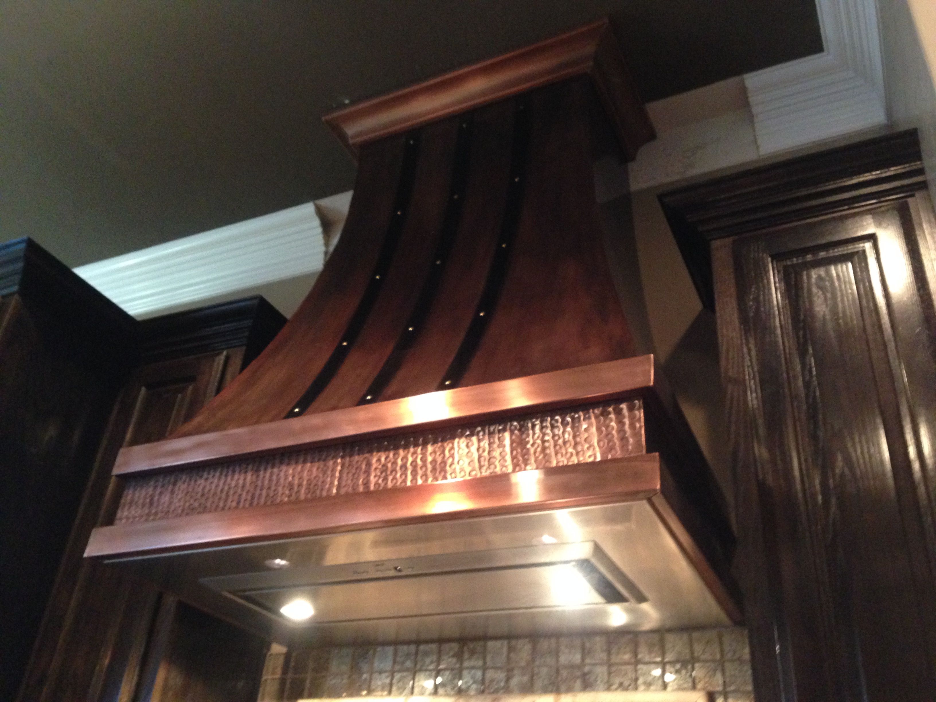 Hand Made Copper Range Hood With Iron Straps by Sawyer and Sons