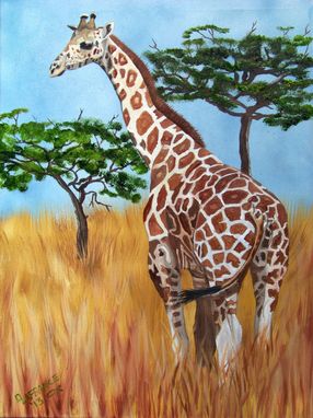 Custom Made Standing Giraffe Oil Painting