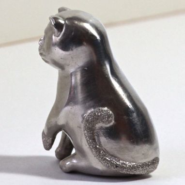 Custom Made Full Figure Fine Silver Cat Sculpture
